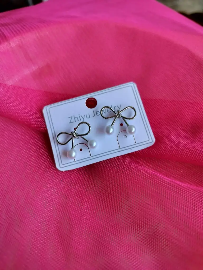 Elegant silver Bow Pearl Drop Earrings – Zhiyu Jewelry
