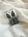 Oxidized Peacock Jhumka Earrings with blue Beads