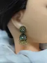 Antique Oxidized Stone-Studded Jhumka Earrings