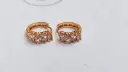 Teardrop Crystal Cluster Hoop Earrings in Gold Finish