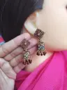  Antique Maroon & Gold Jhumka Earrings