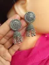  Oxidized Silver Circular Jhumka Earrings