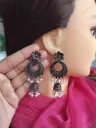 Floral Oxidized Silver Jhumka Earrings with Pearl Drops