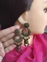 Black Floral Stud Jhumka Earrings