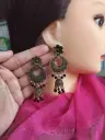 Black Floral Stud Jhumka Earrings