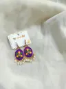 Vibrant Purple Floral Drop Earrings with Pearl Accents – M Mira Art