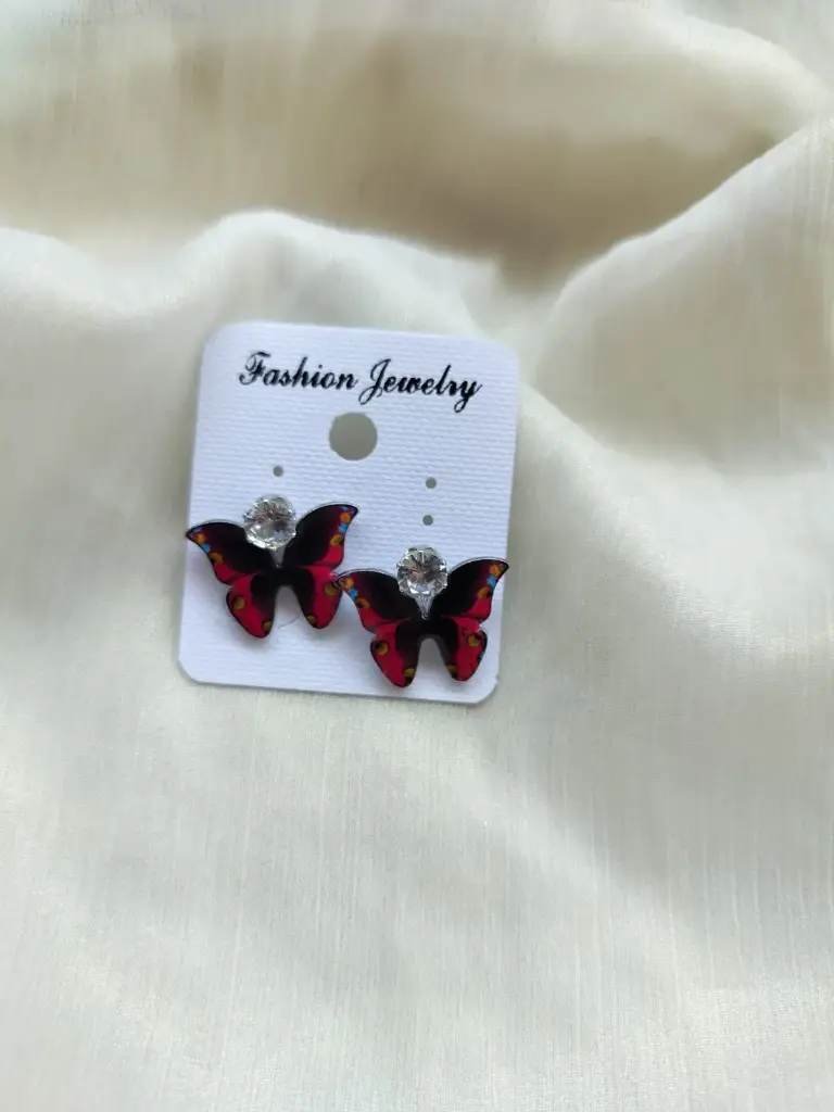 Crimson Monarch Butterfly Earrings – Fashion Jewelry