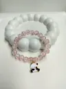  🌸🐼 **Pink Crystal Beads Bracelet with Panda Charm – Kids’ Favorite**