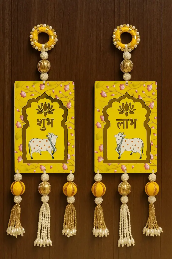 Traditional Shubh Labh Hangings(yellow)