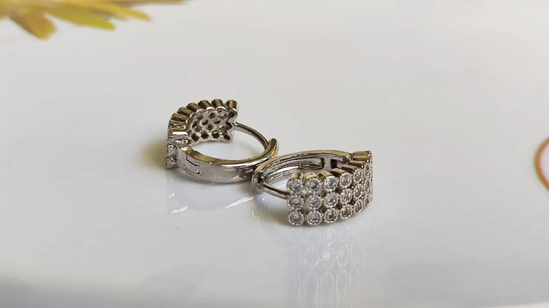 Elegant Crystal-Studded Hoop Earrings*