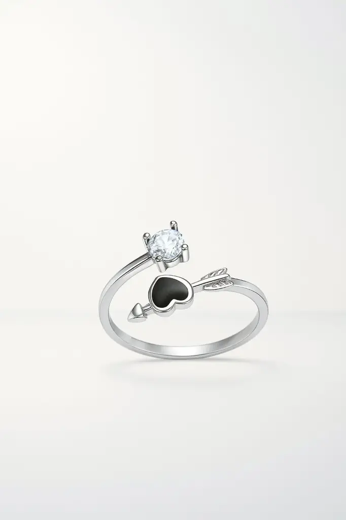 shimmering heart adjustable ring