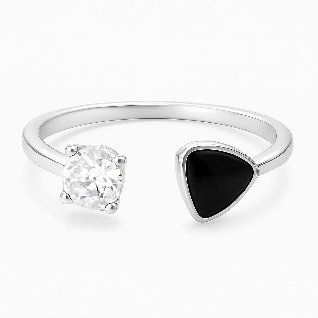 Adjustable black stone ring