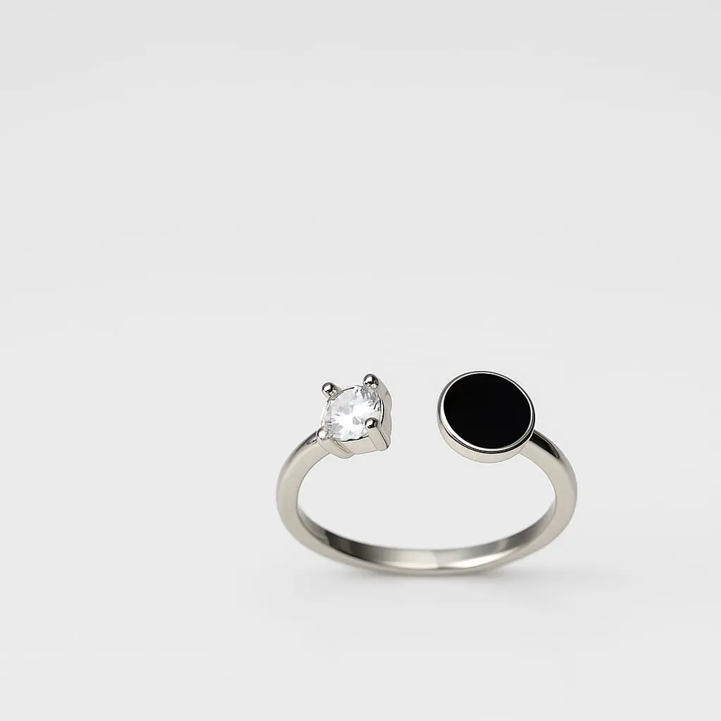Adjustable black stone ring