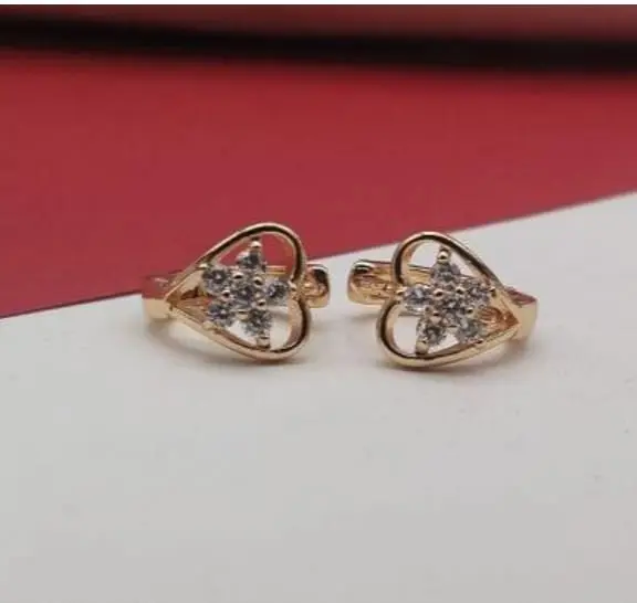 **Rose Gold Heart Accent Hoop Earrings**