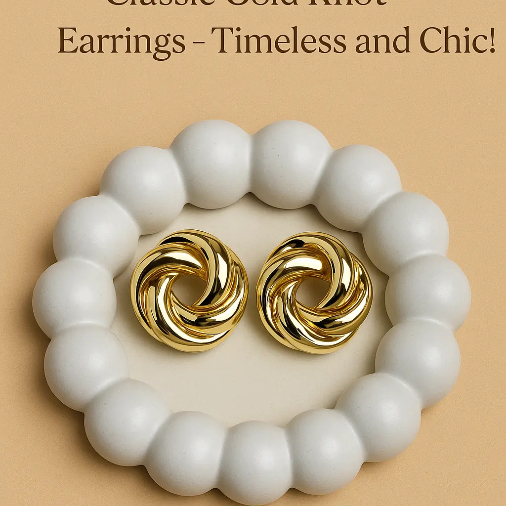 Golden rounded stud earrings