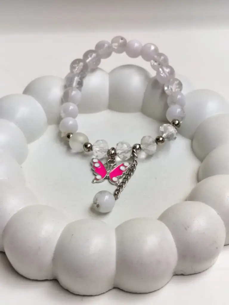 pink butterfly charm bracelet