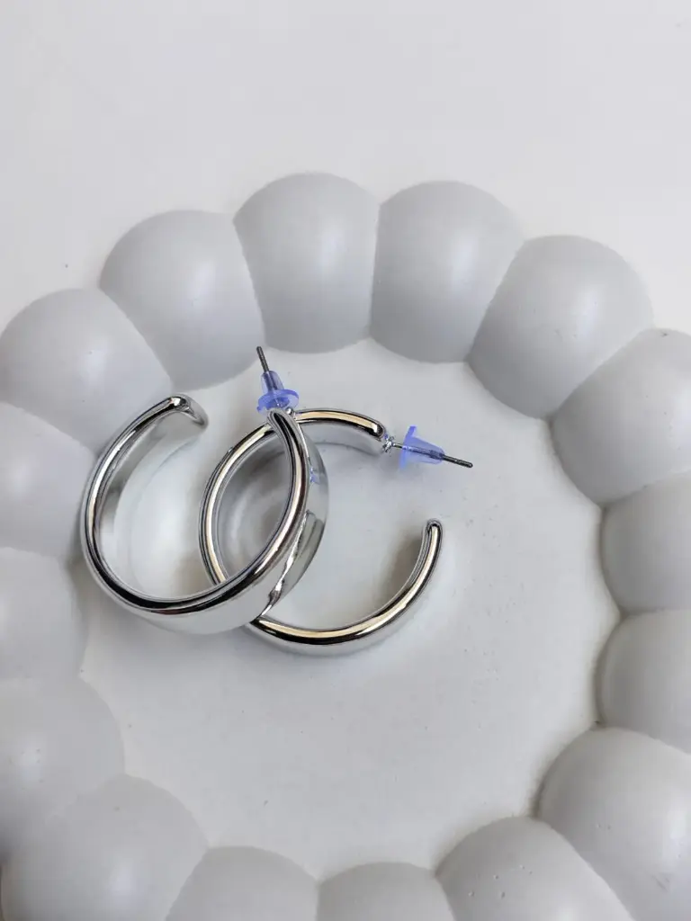 OPEN HOOP EARRINGS(SILVER)