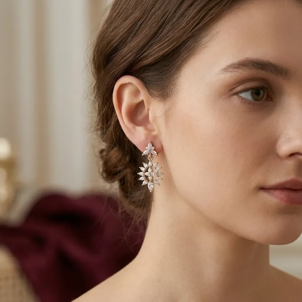 Radiant Gold-Tone Floral Drop Earrings