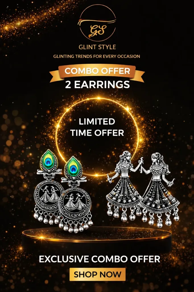 Nritya Queen Oxidized Statement Earrings