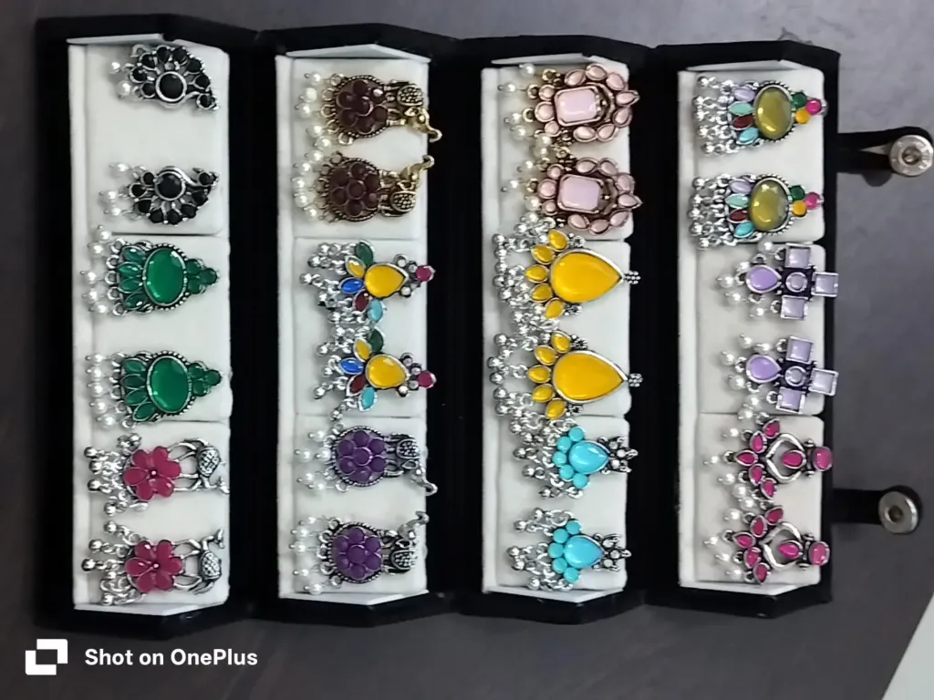 Oxidised Statement Earrings Combo Set – 12 Designer Pairs + jwellery box