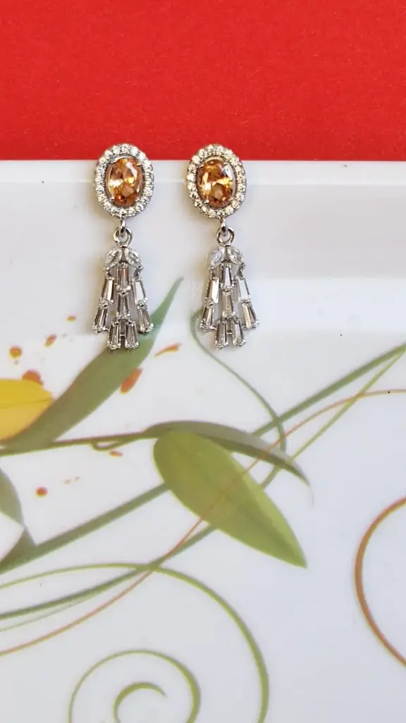 Elegant Gold-Plated Drop Earrings with Yellow Marquise Stones