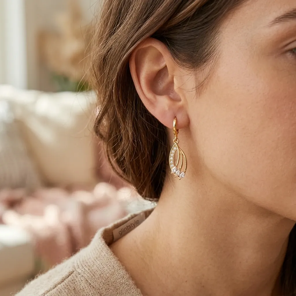 Radiant Gold-Toned Crystal Drop Earrings