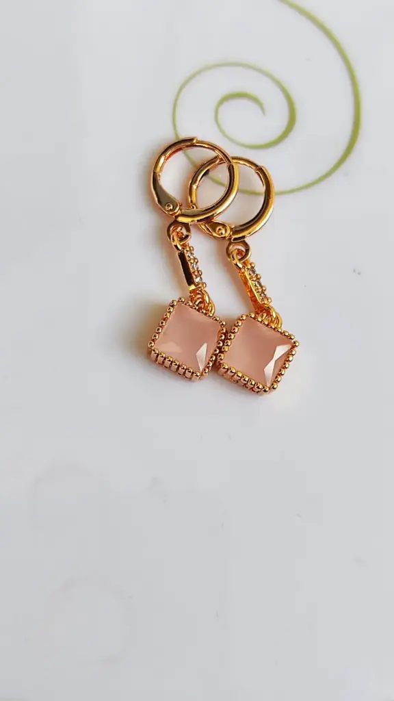 Blush Elegance Square Drop Earrings