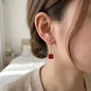 Royal Red Square Drop Earrings