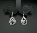 Silver-Tone Teardrop Earrings with Floral Detailing