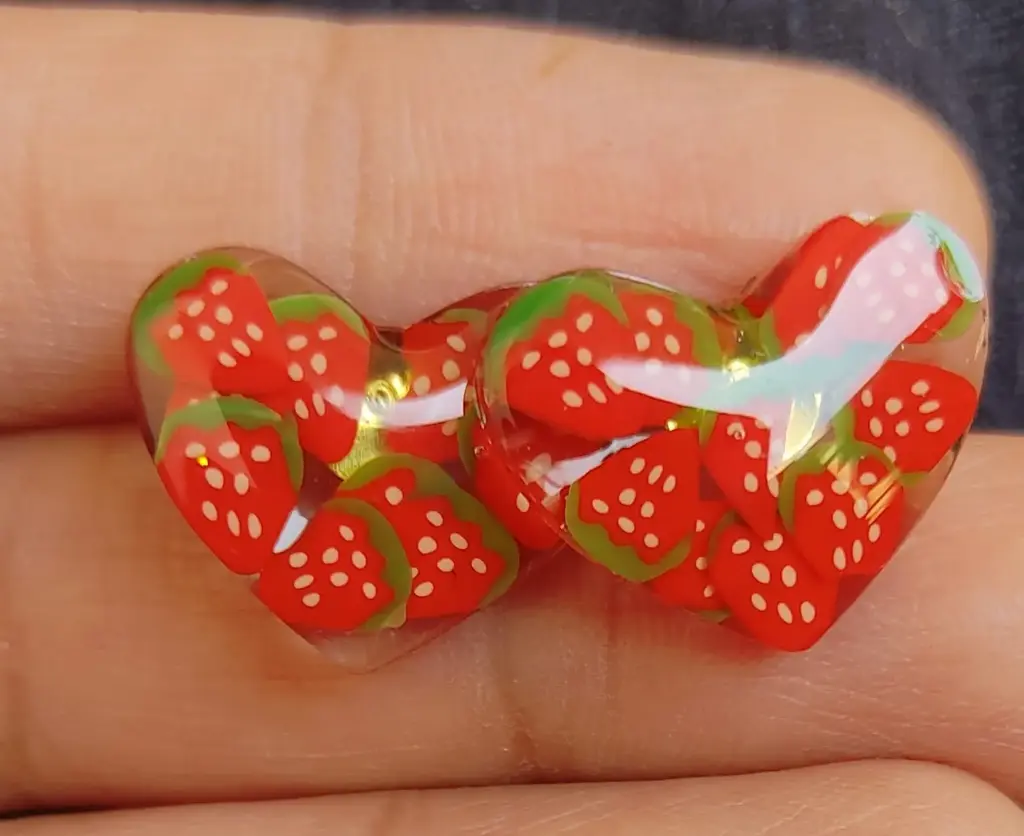 Strawberry Delight Resin Heart Earrings