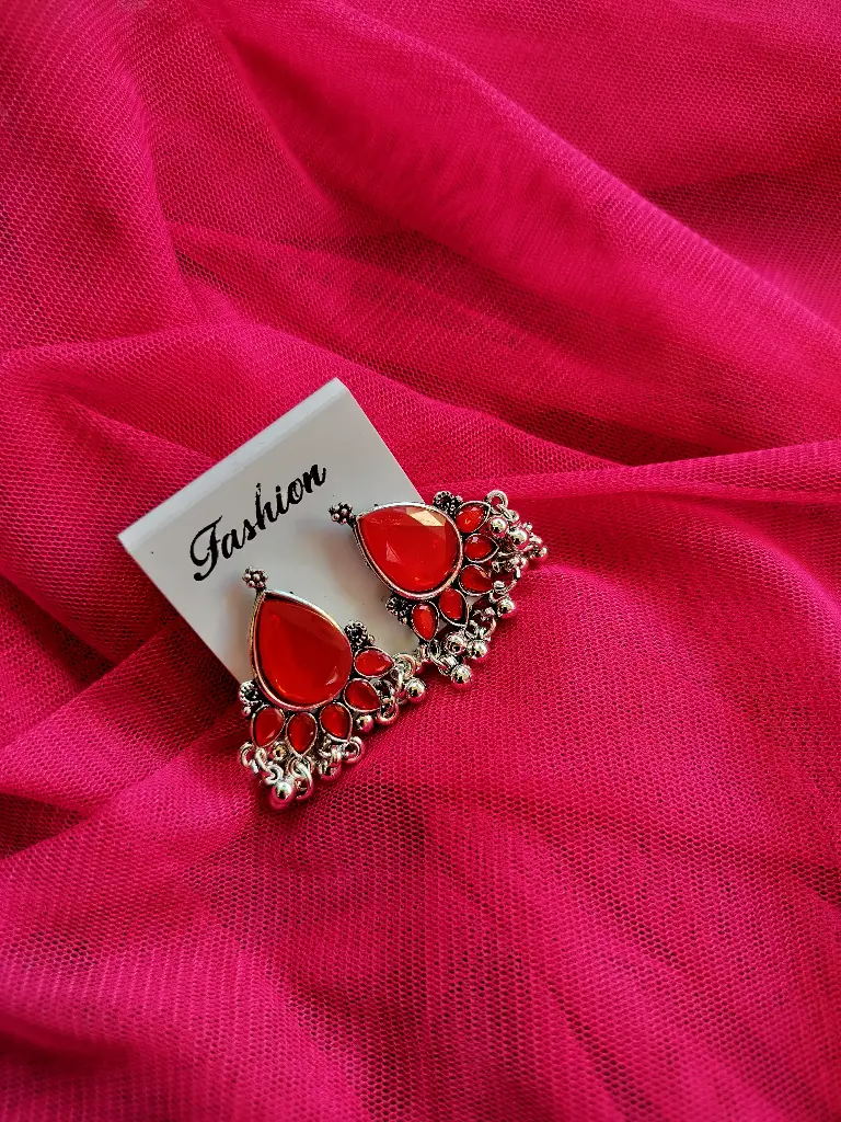 Bold Oxidized Red Drop Earrings