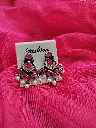 Elegant Oxidized Pink Stone Earrings with Pearl Drops