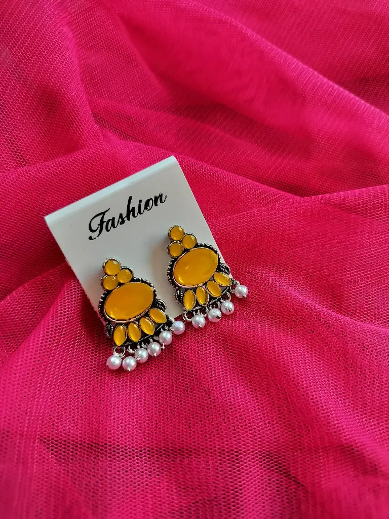 Golden Bloom Oxidised Earrings