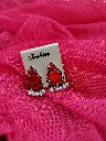 Oxidised Red Stone Earrings with Pearl Detailing