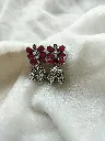 Oxidized Silver Peacock Jhumka Earrings – Ruby Pink Accents
