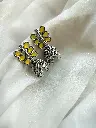 Oxidized Silver Peacock Jhumka Earrings – Sunshine Yellow Accents