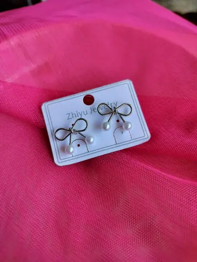 [Delivery_007] Elegant Bow Pearl Drop Earrings – Zhiyu Jewelry