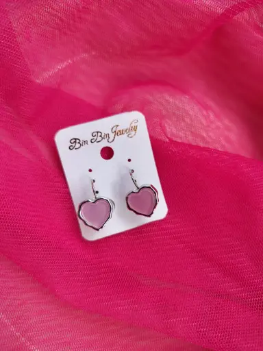 Pink Heart Drop Earrings 
