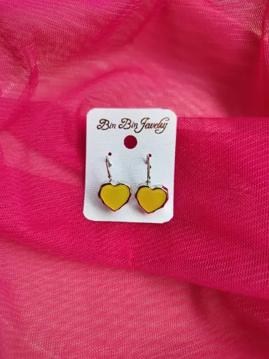 yellow Heart Drop Earrings