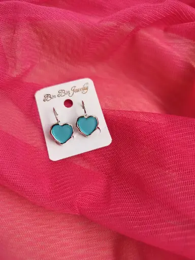 Blue Heart Drop Earrings 