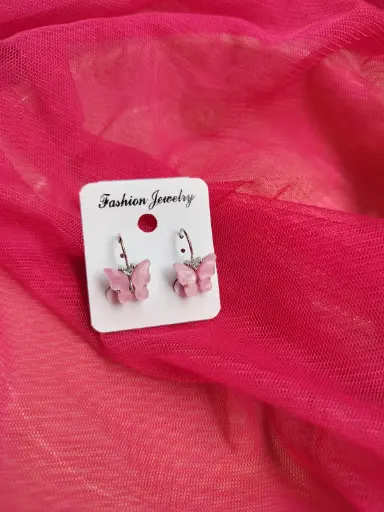  Pink Butterfly Drop Earrings