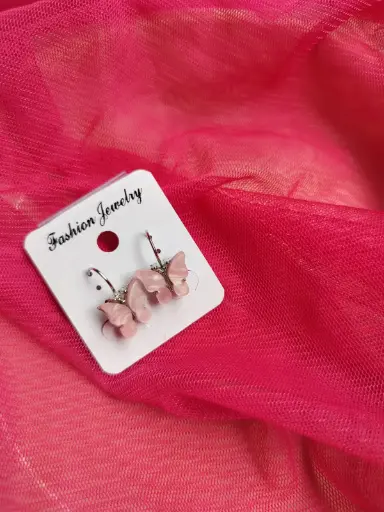 Lavender Pink Butterfly Drop Earrings 
