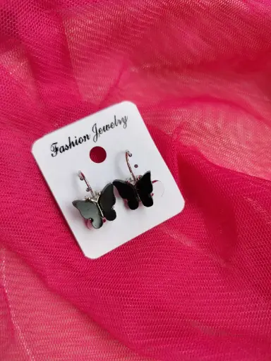  Midnight Black Butterfly Drop Earrings