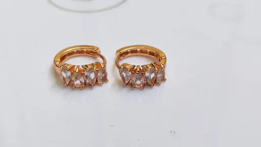 Teardrop Crystal Cluster Hoop Earrings in Gold Finish