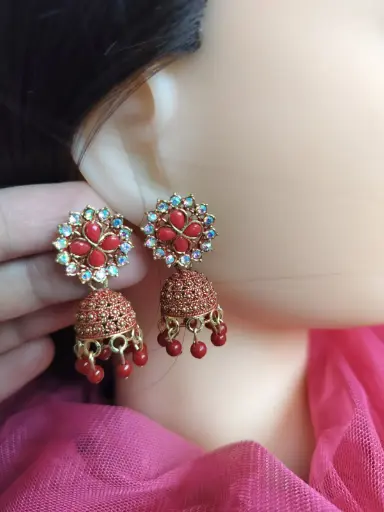Antique RedStone Jhumka Earrings
