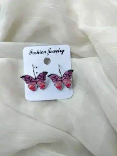 Pink Dream Butterfly Dangle Earrings