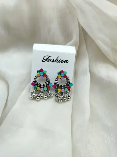 : Vibrant Boho Mirror Dangle Earrings