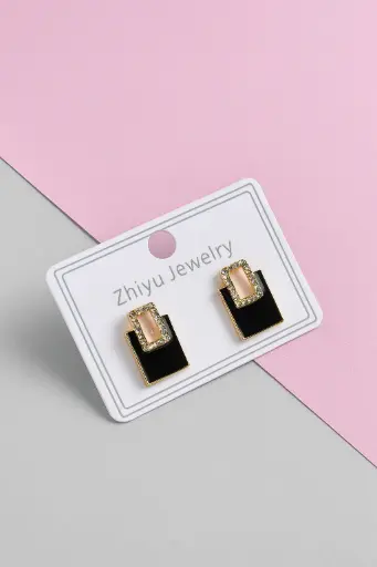 Modern Geometric Black & Gold Earrings – Zhiyu Jewelry