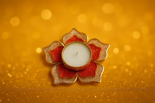 Handcrafted Resin Tea Light Holder – Floral Design