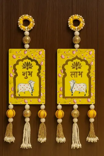 Traditional Shubh Labh Hangings(yellow)